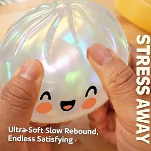 Glitter Dumpling Squishy Toy, Dumpling Squishies, Slow Rising Soft Squeeze Ball, Giant Glitter Dumpling Box, Colorful Sensory Toys Stress Relief Ball, Soft Squeeze Decompression Dough Gift for Adults